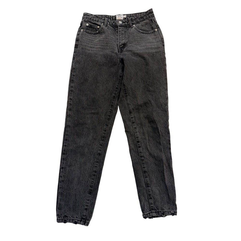 Princess Polly Mom Jeans Womens 4 Gray High Rise Distressed Charcoal Denim 27x27